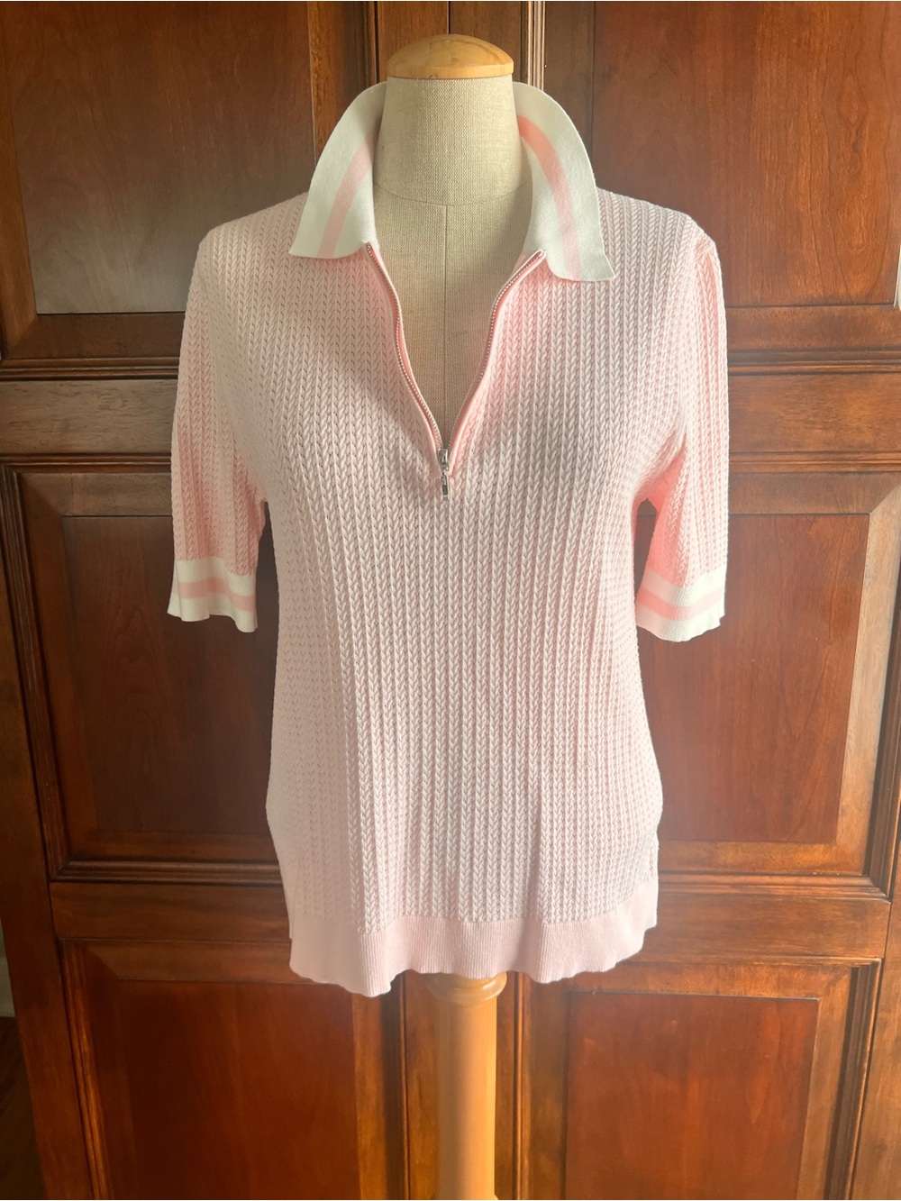 J. SOCIETY New York pink woven top with quarter zip